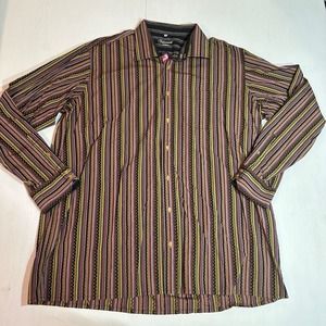 Visconti Uomo shirt mens size 3XL cotton stripped flip cuff button down shirt